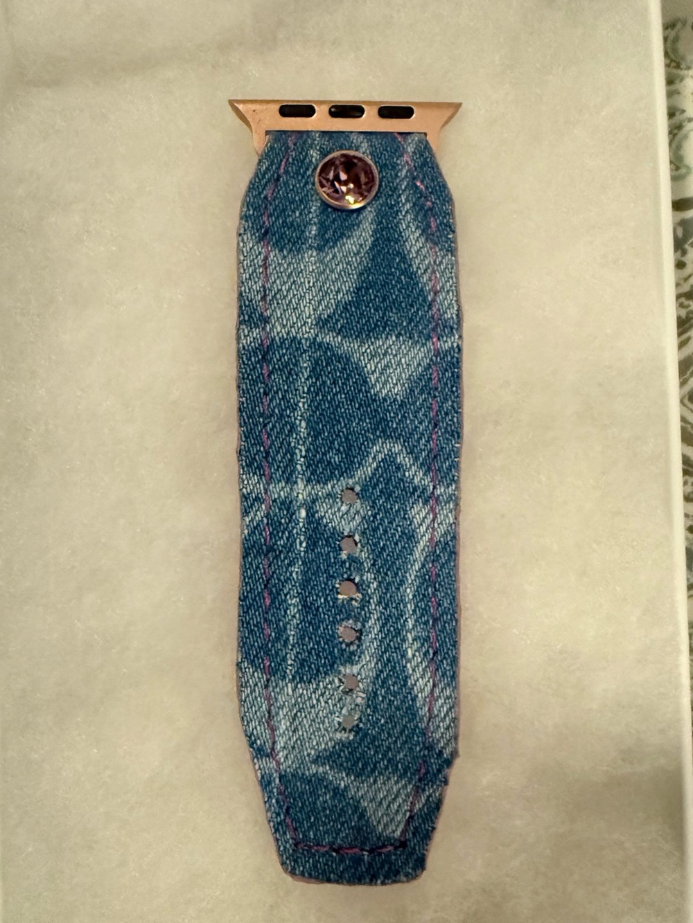 Spark*l Bands Size 2 Coach Denim Watchband lined in Tulip - Picture 5 of 6